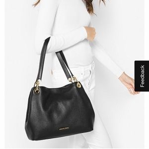 MICHAEL Michael Kors Raven Large Shoulder Hobo Tote - Black Pebble Leath…​​​​​​